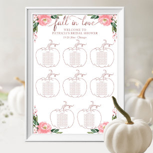 Poster Graphique de placement de mariage automnal citroui