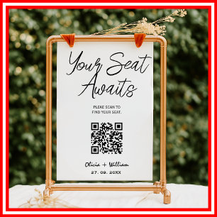 Poster Graphique de placement de mariage Code QR Écriture