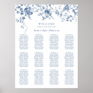 Poster Graphique de placement de mariage élégant floral v