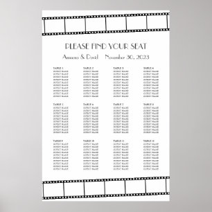 Poster Graphique de placement de mariage en bande de film