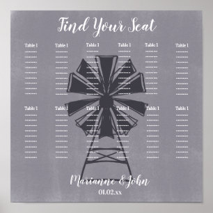 Poster Graphique de placement de mariage en béton de moul