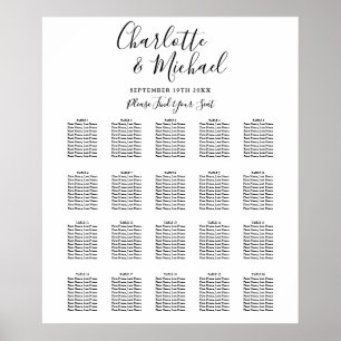 Poster Graphique de placement de mariage signature noir e