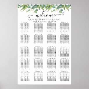 Poster Graphique de placement de mariage simple avec verd