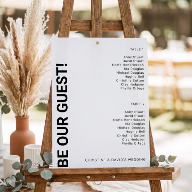 Poster Graphique de placement de mariage simple blanc 2 t (Créateur téléchargé)