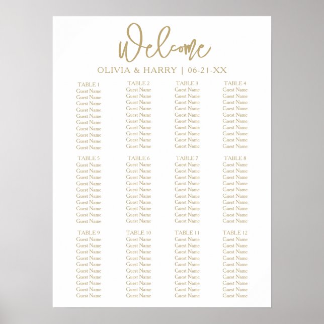 Poster Graphique de placement de mariage simple écriture  (Devant)