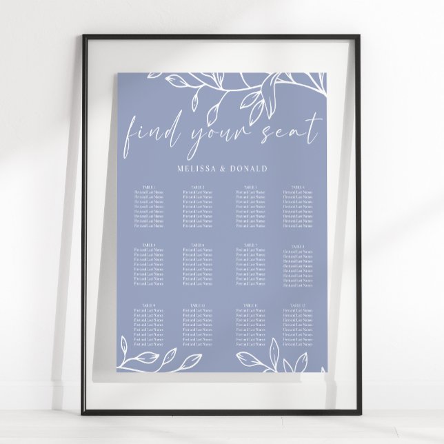 Poster Graphique de placement de mariage simple Pervenche (Créateur téléchargé)
