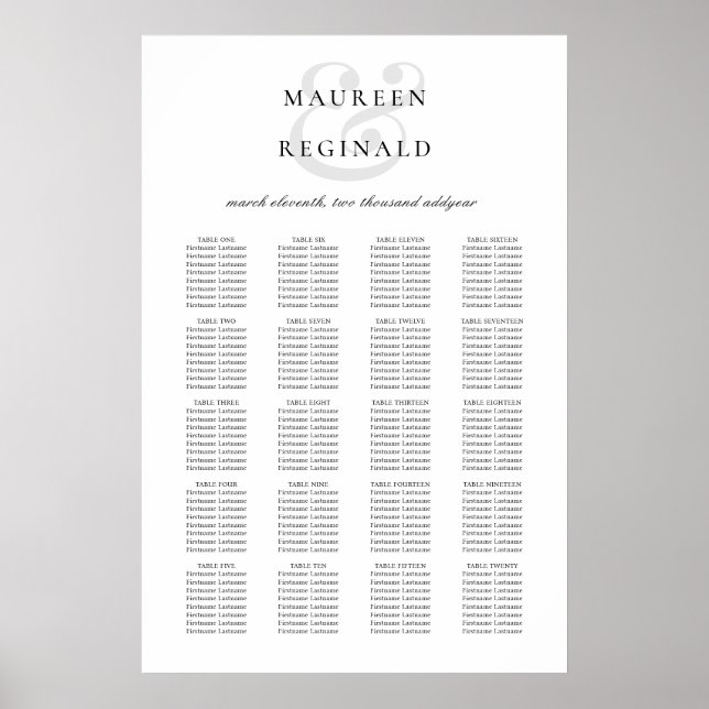 Poster Graphique de placement de mariage traditionnel élé (Devant)