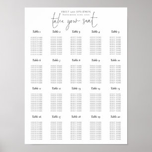 Poster Graphique de placement de sièges noir et blanc de 