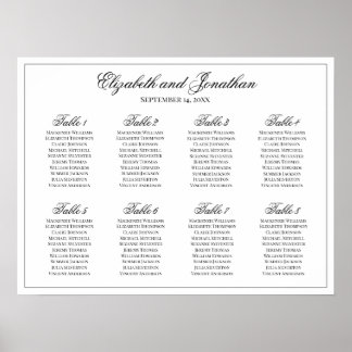 Poster Graphique de placement de table de mariage Simple
