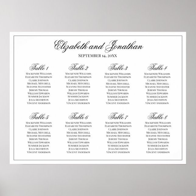 Poster Graphique de placement de table de mariage Simple  (Devant)