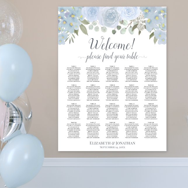 Poster Graphique de placement des invités de mariage à 20 (In Situ on Wall)