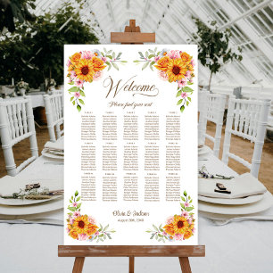 Poster Graphique de placement des invités de mariage Rose