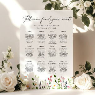 Poster Graphique de placement élégant de mariage avec fle