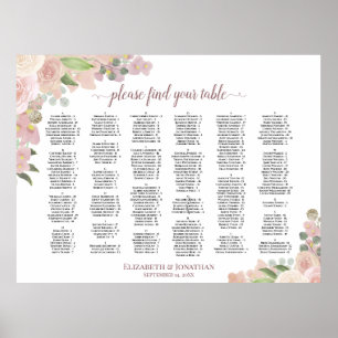 Poster Graphique de placement en alphabet rose poussiéreu