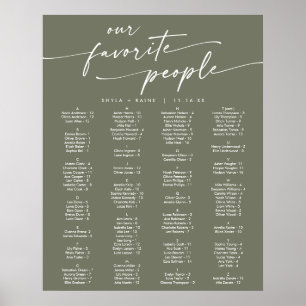 Poster Graphique de placement imprimable vert olive Bohèm