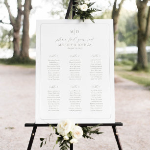 Poster Graphique de placement Monogramme 6 Tables avec bo