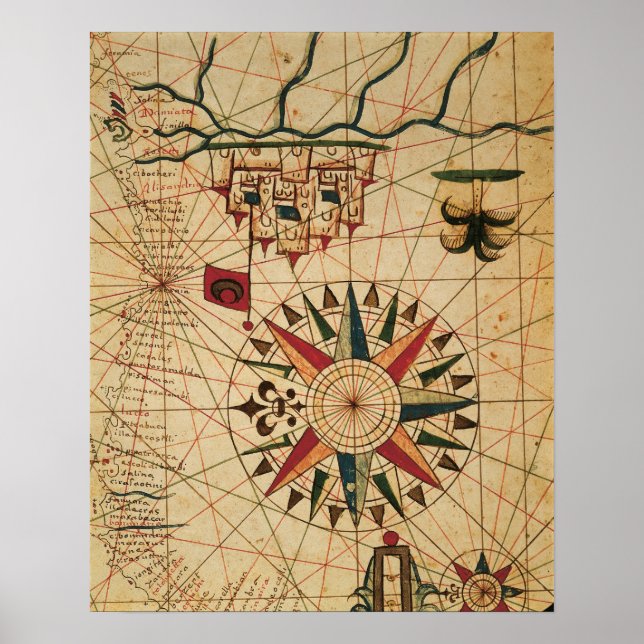Poster Graphique de Portolan | Carte du Caire, Egypte (Devant)