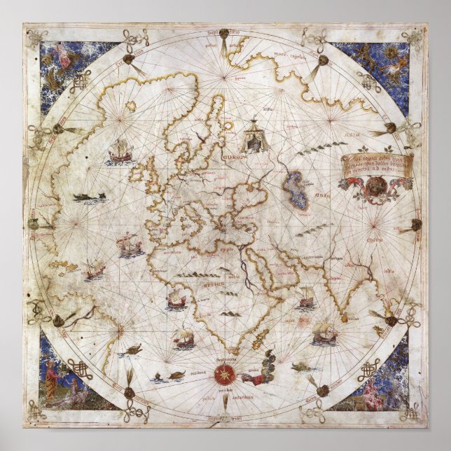 Poster Graphique de Portolan du monde | 1519 (Devant)