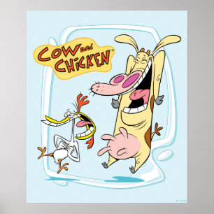 Poster Graphique de rire de vache et de poulet