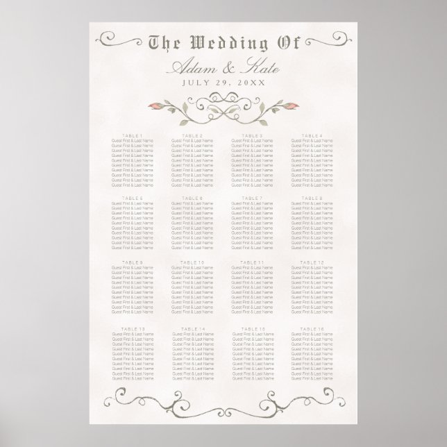 Poster GRAPHIQUE DE SIÈGE 121-160 | Élégant Mariage de be (Devant)