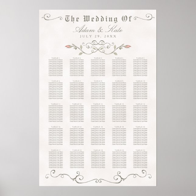 Poster GRAPHIQUE DE SIÈGE 201-250 | Élégant Mariage de be (Devant)