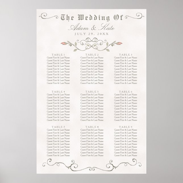 Poster GRAPHIQUE DE SIÈGE 61 - 90 | Élégant Mariage de be (Devant)