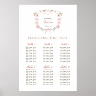 Poster Graphique de siège à cadre floral rose vif