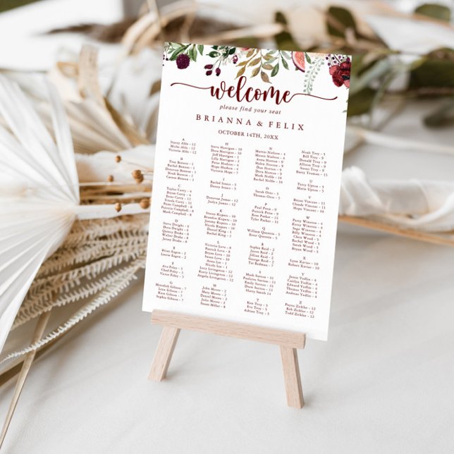 Poster Graphique de siège alphabétique floral rustique d' (Créateur téléchargé)