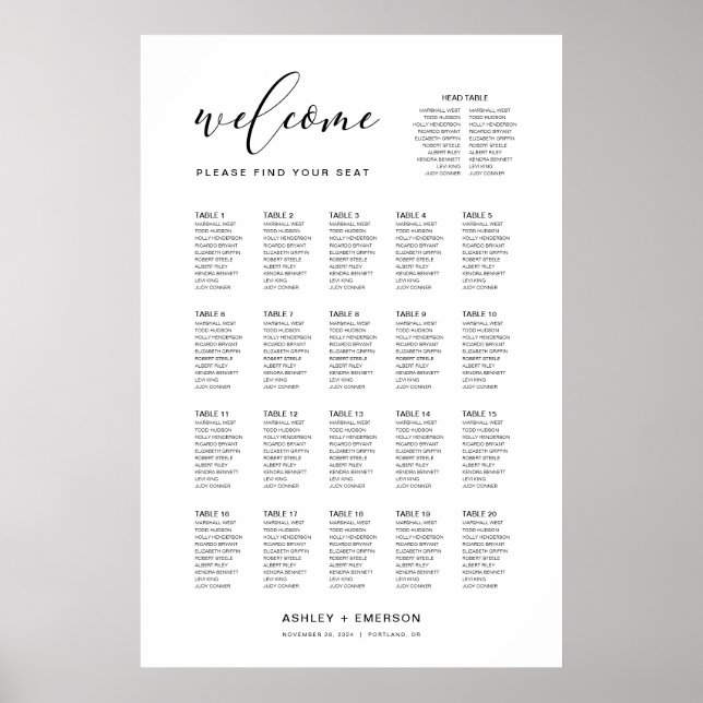 Poster Graphique De Siège De Script Moderne Avec Table De (Devant)