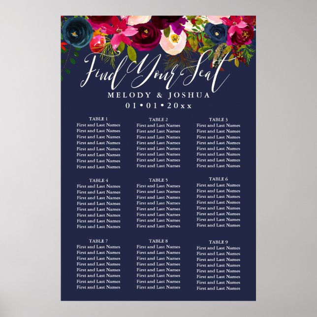 POSTER GRAPHIQUE DE SIÈGE DES FLEURS DE COULEUR D'EAU (Devant)