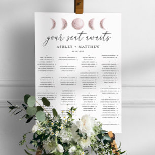 Poster Graphique de siège Mariage Alphabétique Blush Moon