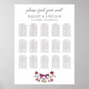 Poster Graphique de siège Mariage de fleurs de Bow magent
