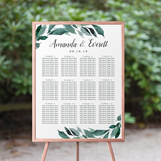 Poster Graphique de siège Mariage de Foliage abondant (Créateur téléchargé)