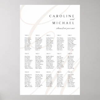 Poster Graphique de siège Mariage de monogramme classique
