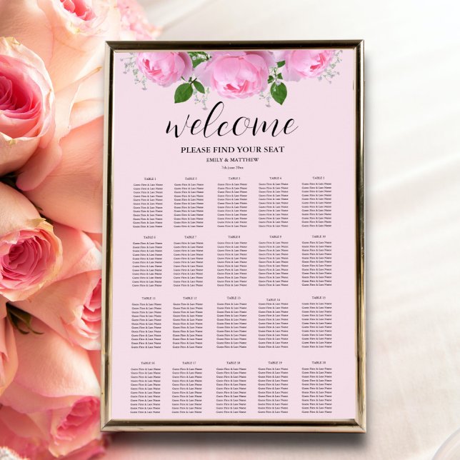 Poster Graphique de siège Mariage de roses parfumées (Créateur téléchargé)