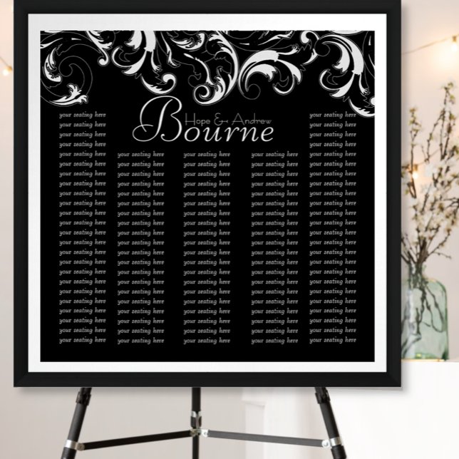 Poster Graphique de siège Mariage de typographie noir bla (Créateur téléchargé)