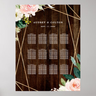 Poster Graphique de siège Mariage en bois rustique géomét