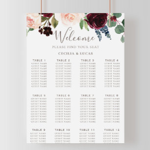 Poster Graphique de siège Mariage Fleurs Classiques