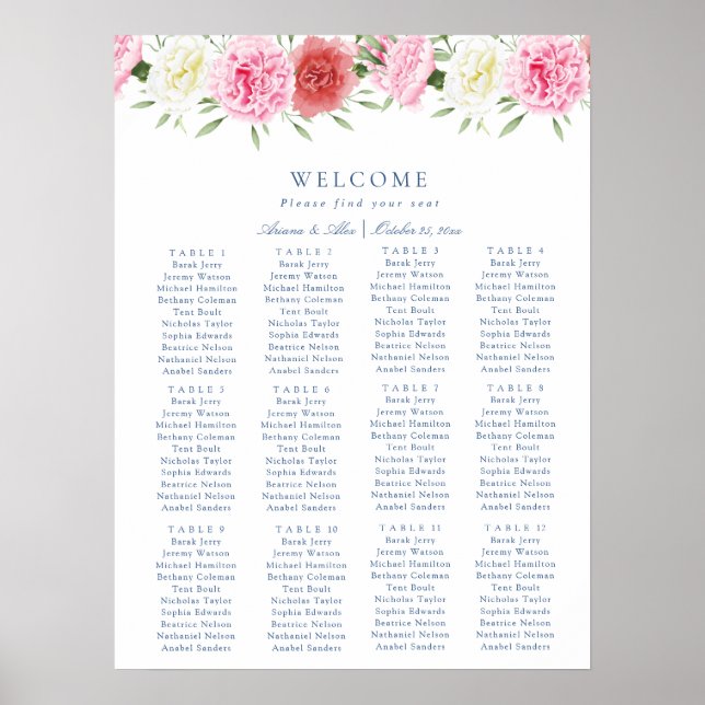 Poster Graphique de siège Mariage Floral Eucalyptus (Devant)