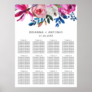 Poster Graphique de siège Mariage moderne floral brillant
