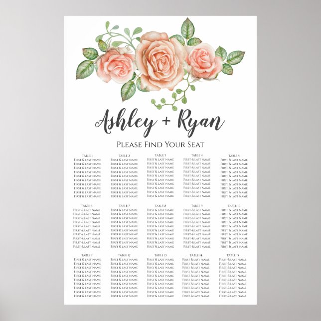 Poster Graphique de siège Mariage rose pâle (Devant)