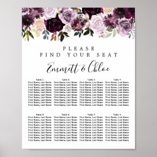Poster Graphique de sièges à 8 tables pour Mariage rose p