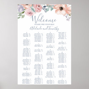 Poster Graphique de sièges alphabétiques des fleurs de Ro