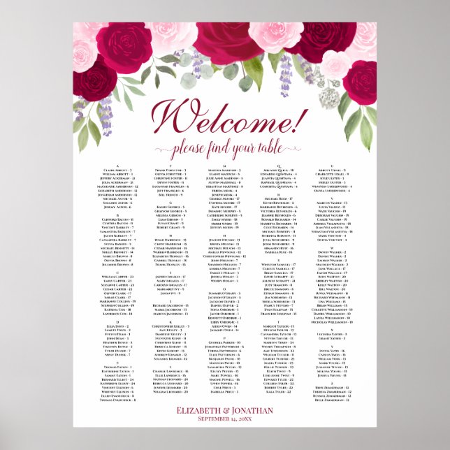 Poster Graphique de sièges alphabétiques Rose de Boho ros (Devant)