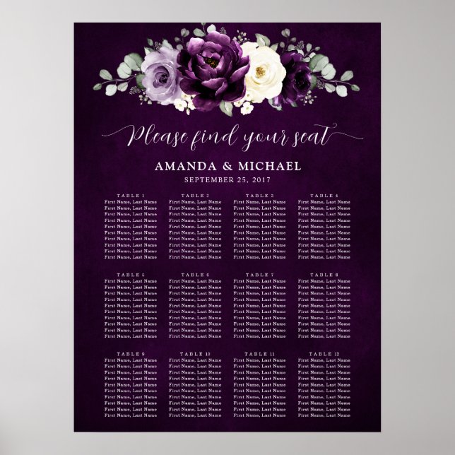 Poster Graphique de sièges blanc blanc de prune violette  (Devant)