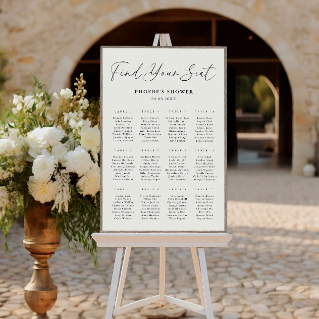 Poster Graphique de sièges de Fête des mariées de script  (Créateur téléchargé)