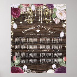 Poster Graphique de sièges de Mariage floral rustique