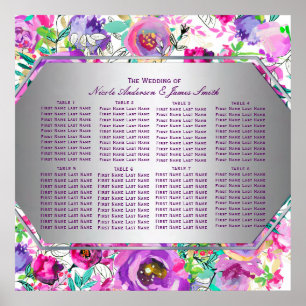 Poster Graphique de sièges floral moderne de couleur rose