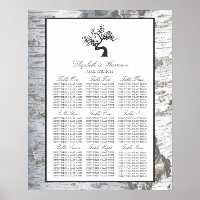 Poster Graphique de sièges Mariage de l'arbre à bouleau d (Devant)