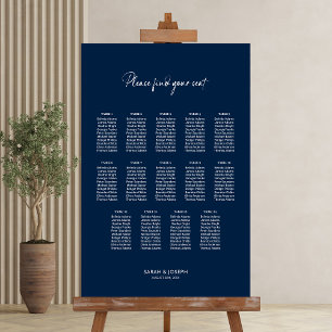 Poster Graphique de sièges Mariage élégant bleu 14 Table